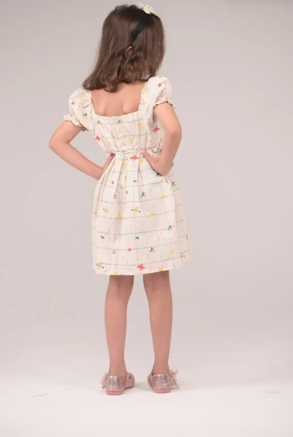 Ivory_&_Black_Check_Cotton_Linen_Dress_For_Kids