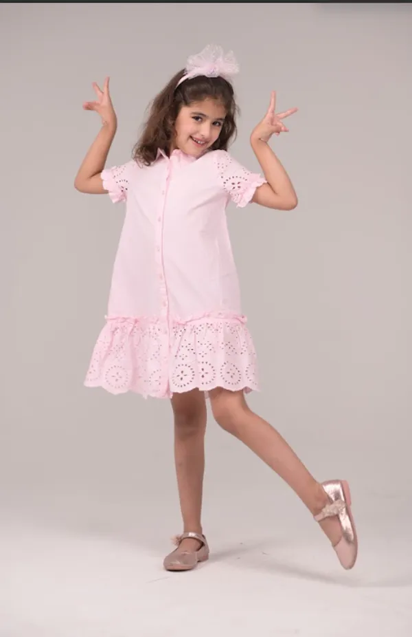 Pink_Casual_Wear_Cotton_Voile_Dress_For_Kids