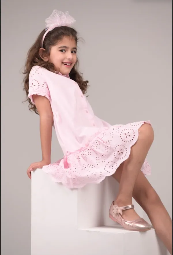 Pink_Casual_Wear_Cotton_Voile_Dress_For_Kids