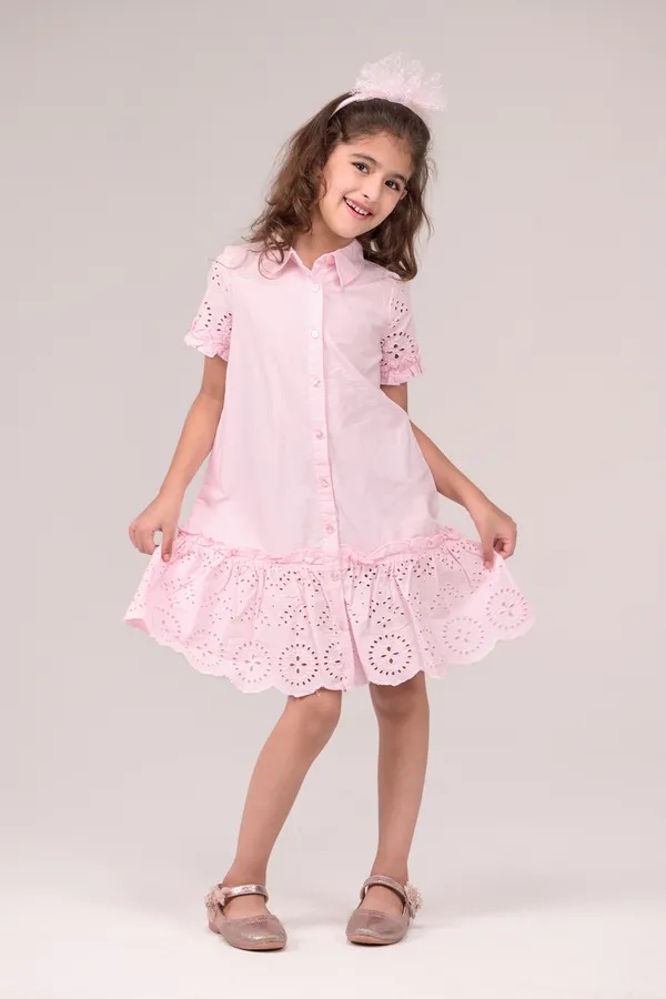 Pink_Casual_Wear_Cotton_Voile_Dress_For_Kids