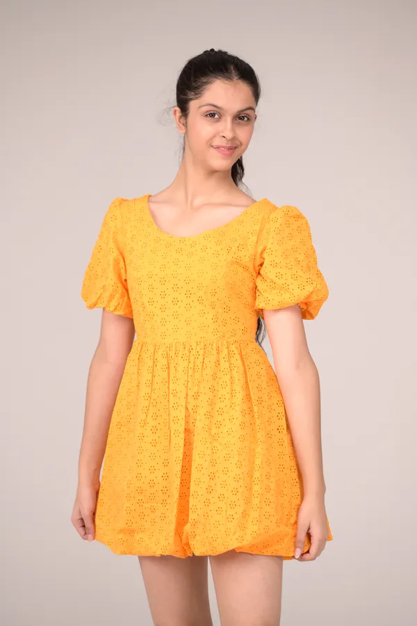 Dark_Yellow_Casual_Wear_Cotton_Voile_Dress_For_Children