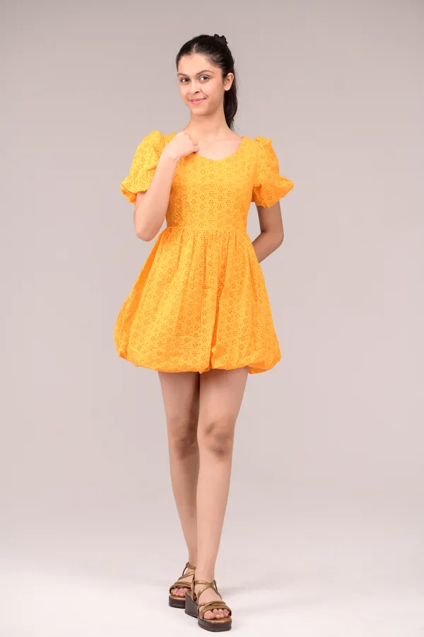 Dark_Yellow_Casual_Wear_Cotton_Voile_Dress_For_Children