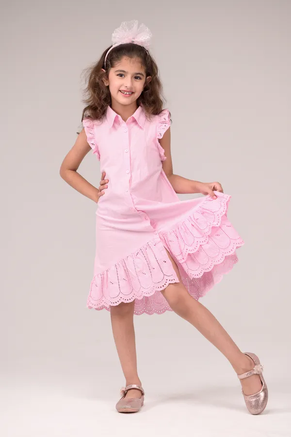Pink_Casual_Wear_Cotton_Voile_Dress_For_Kids