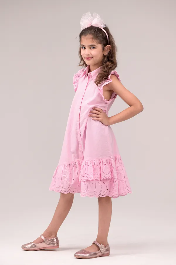 Pink_Casual_Wear_Cotton_Voile_Dress_For_Kids
