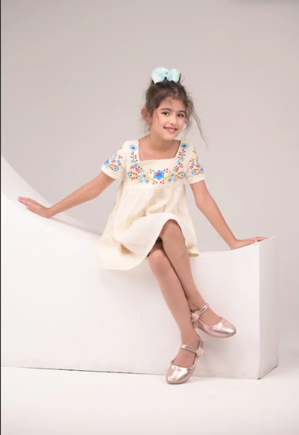 Ivory_Casual_Wear_Cotton_Dress_For_Kids