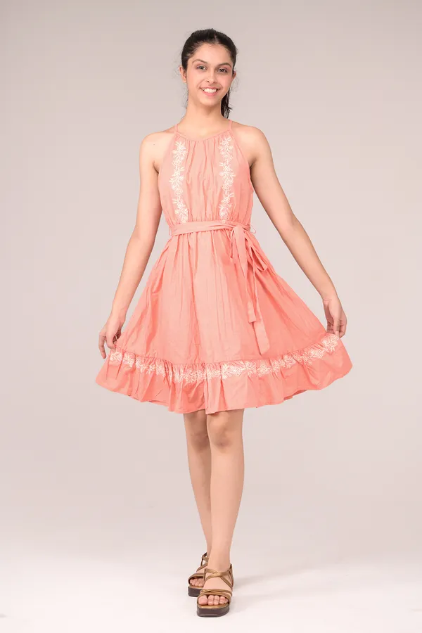 Dark_Pink_Casual_Wear_Cotton_Voile_Dress_For_Children