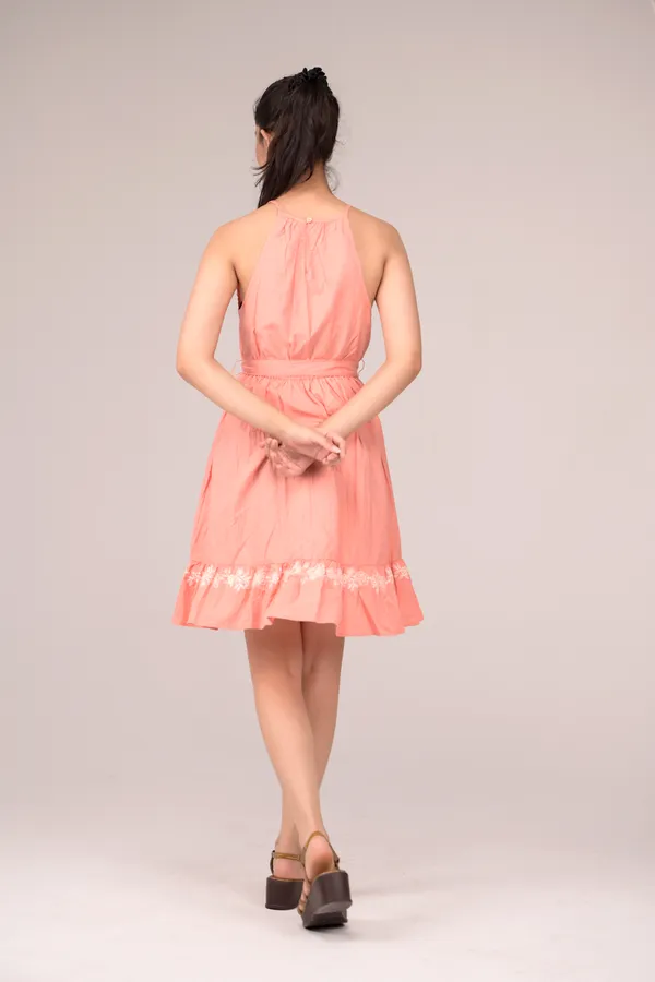 Dark_Pink_Casual_Wear_Cotton_Voile_Dress_For_Children