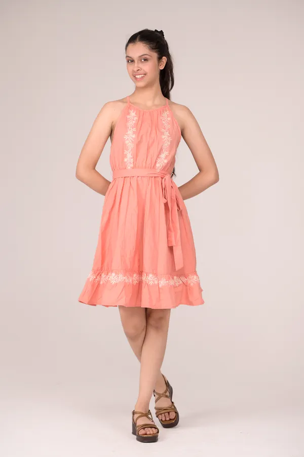 Dark_Pink_Casual_Wear_Cotton_Voile_Dress_For_Children