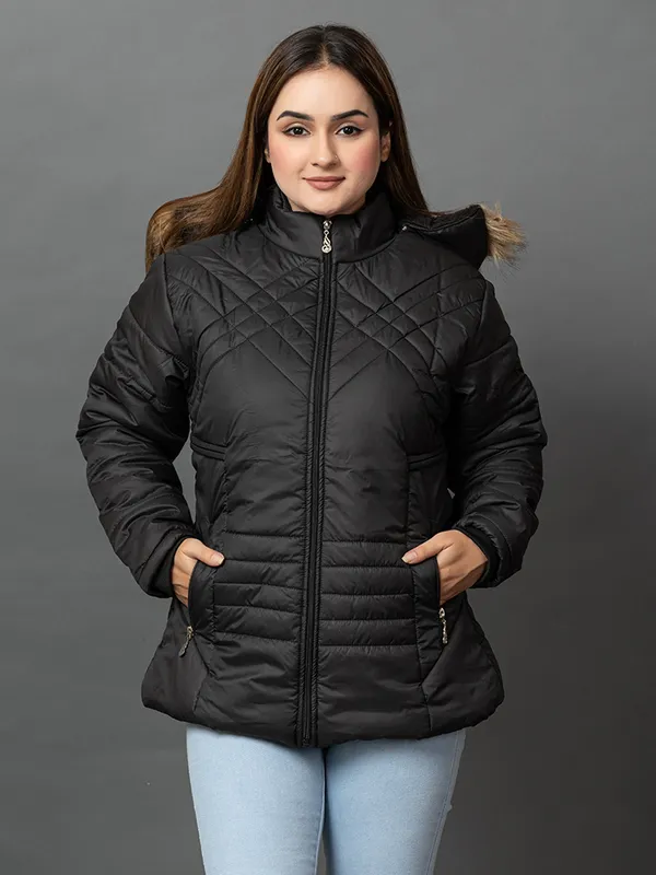 Womens_Quilted_Nylon_Winter_Jacket__Full_Sleeve_Hooded_Puffer_with_Zipper_Pockets