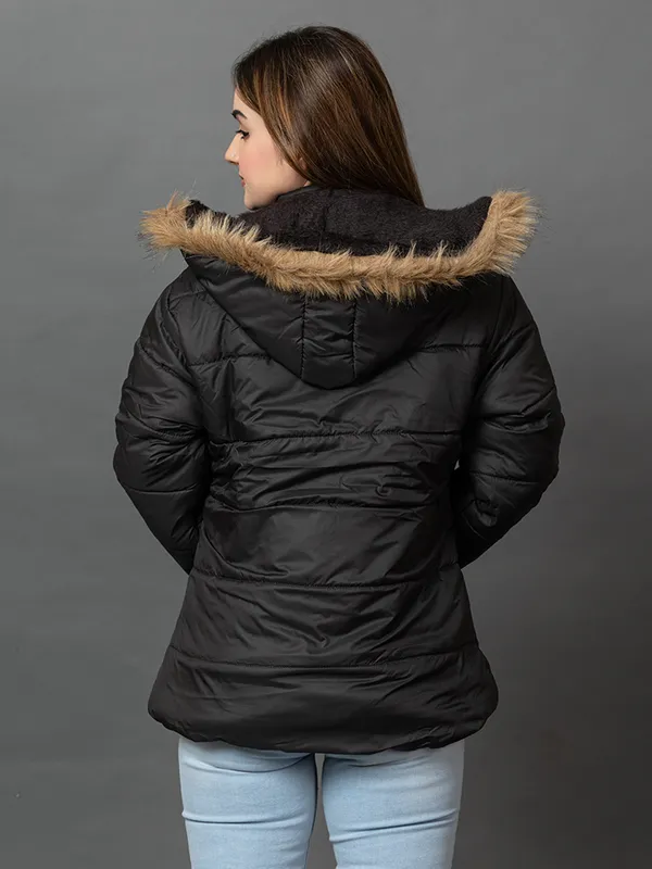 Womens_Quilted_Nylon_Winter_Jacket__Full_Sleeve_Hooded_Puffer_with_Zipper_Pockets