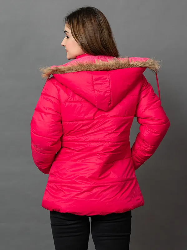 Womens_Quilted_Nylon_Winter_Jacket__Full_Sleeve_Hooded_Puffer_with_Zipper_Pockets