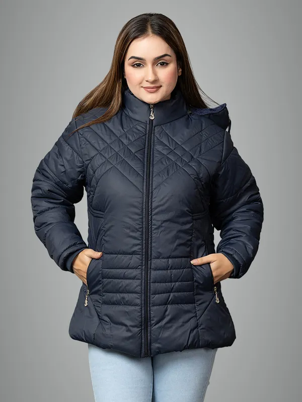 Womens_Quilted_Nylon_Winter_Jacket__Full_Sleeve_Hooded_Puffer_with_Zipper_Pockets