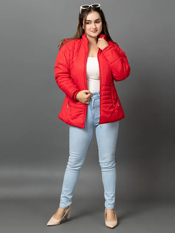 Womens_Quilted_Nylon_Winter_Jacket__Full_Sleeve_Hooded_Puffer_with_Zipper_Pockets