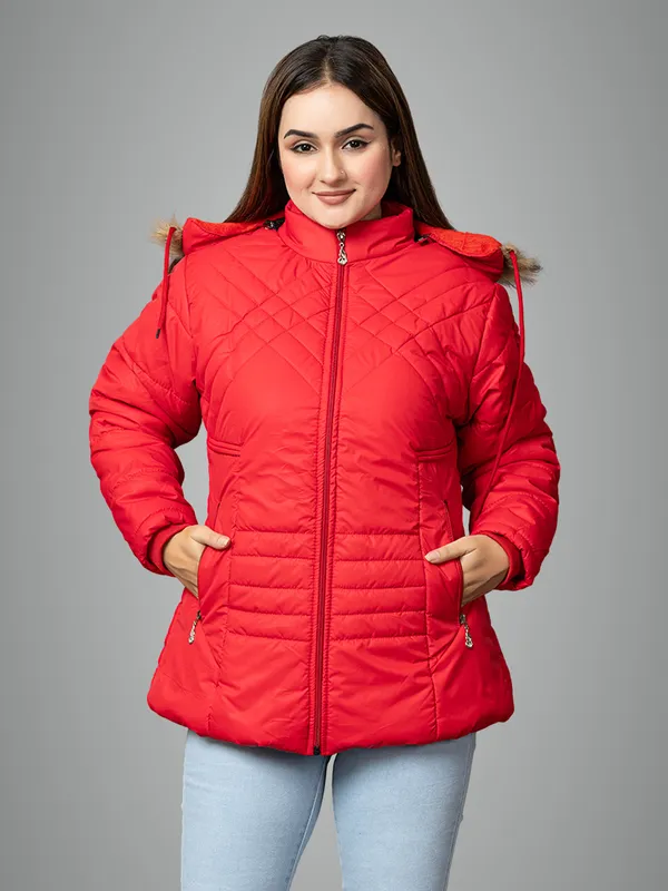 Womens_Quilted_Nylon_Winter_Jacket__Full_Sleeve_Hooded_Puffer_with_Zipper_Pockets