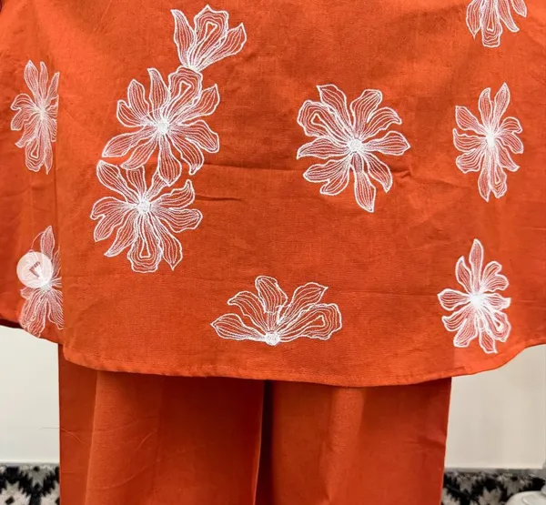 Orange_Cotton_Embroidered_Co-Ord_Set_For_Women