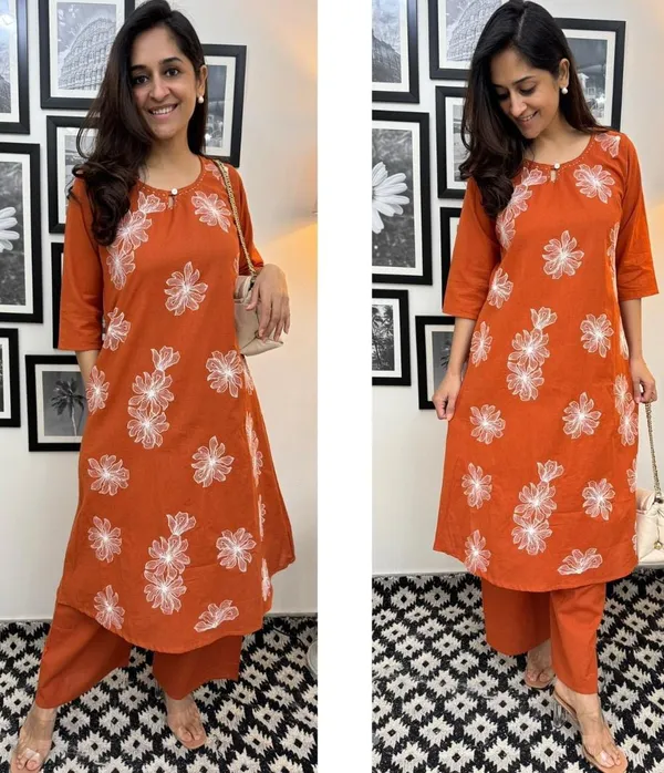 Orange_Cotton_Embroidered_Co-Ord_Set_For_Women