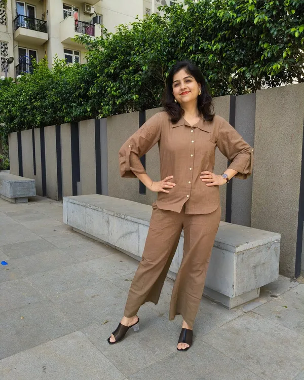Brown_Trendy_Design_Shirt_Co-Ord_Set_For_Women