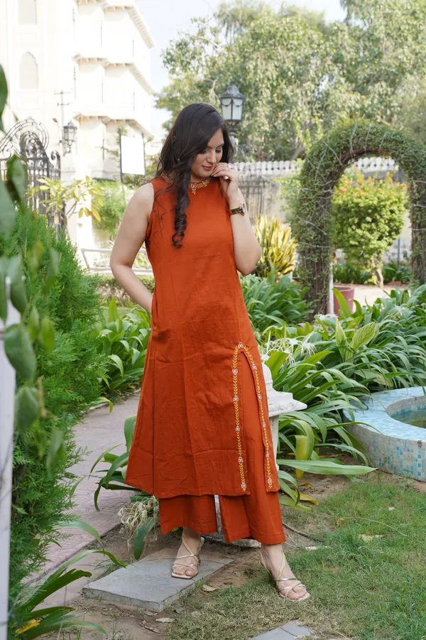 Rust_Orange_Embroidery_Co-Ord_Set_For_Women