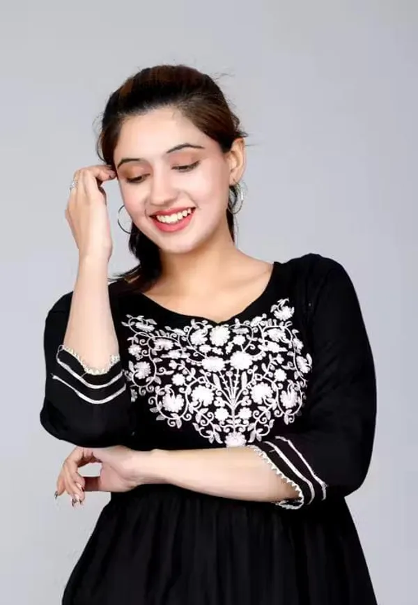 Black_Embroidered_Cotton_Gown_For_Women