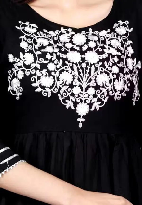 Black_Embroidered_Cotton_Gown_For_Women