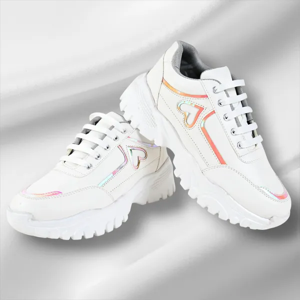 White_Pvc_Premium_Heart_Style_Shoes_For_Women_&_Girls