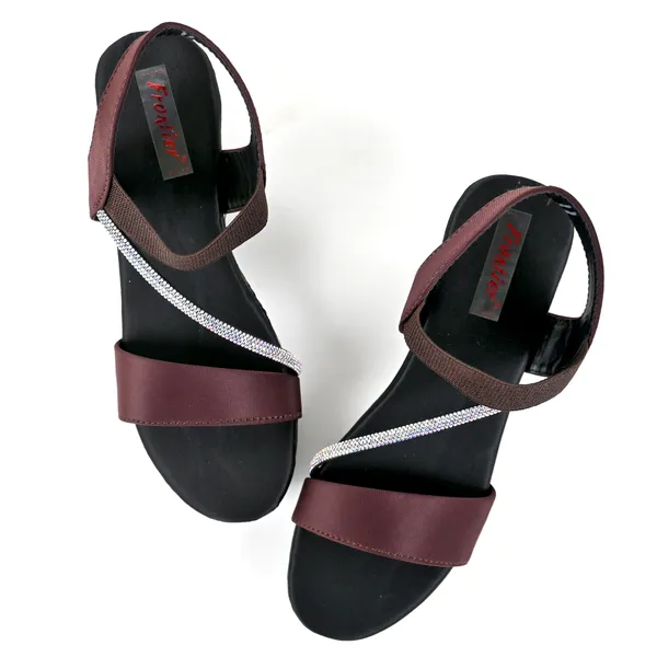 Brown_Leather_Silver_Chain_Strap_Sandals_For_Women_&_Girls
