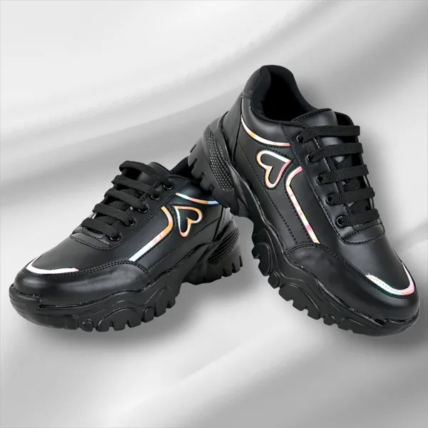 Black_Pvc_Premium_Heart_Style_Shoes_For_Women_&_Girls