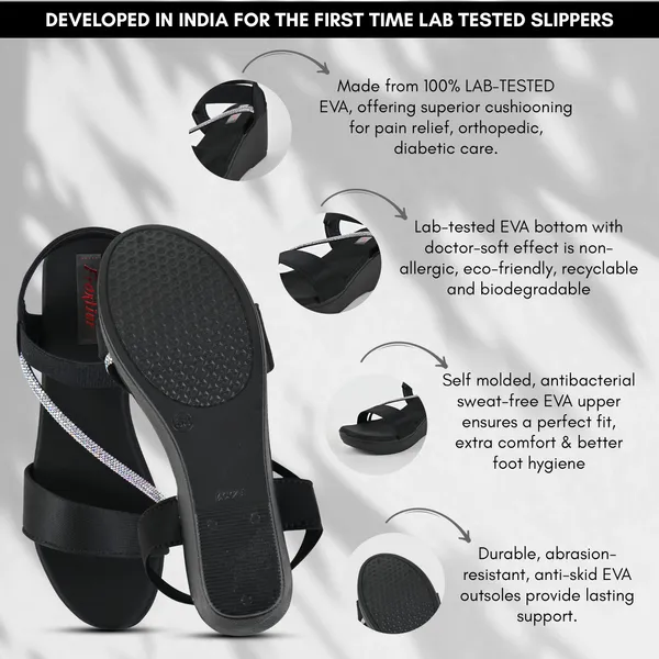 Black_Leather_Silver_Straps_Sandal_For_Women_&_Girls