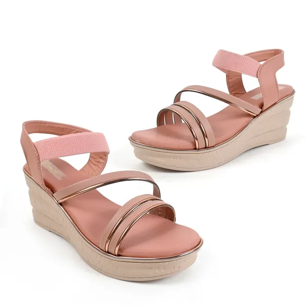 Elegant_Peach_Golden_Strep_Sandals_For_Girls