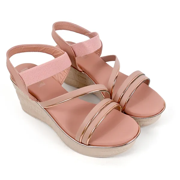 Elegant_Peach_Golden_Strep_Sandals_For_Girls