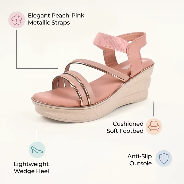Elegant_Peach_Golden_Strep_Sandals_For_Girls