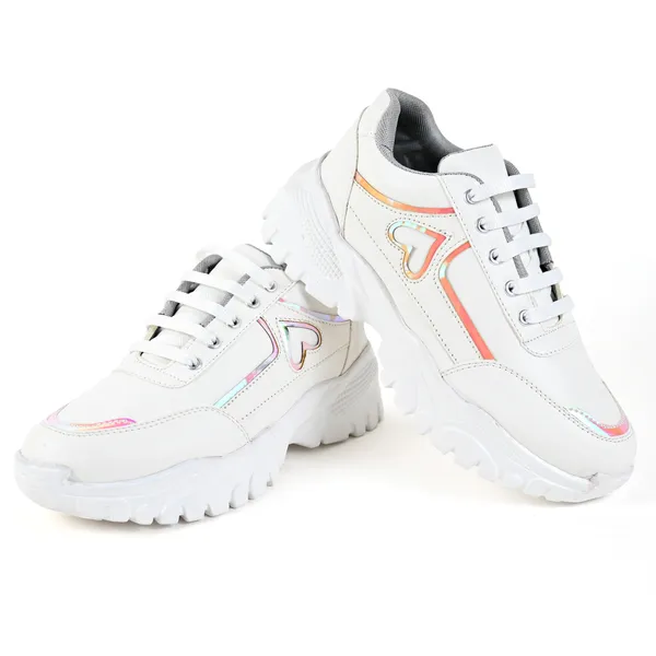 White_Pvc_Premium_Heart_Style_Shoes_For_Women_&_Girls
