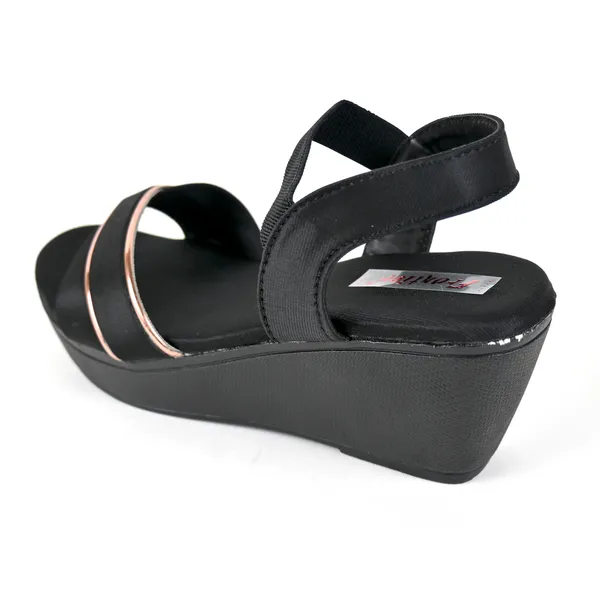 Black_Leather_Golden_Strap_Sandals_For_Women_&_Girls