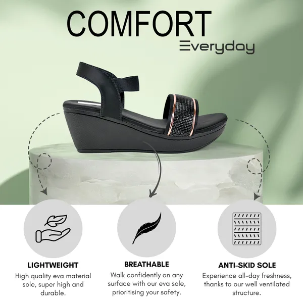 Black_Leather_Golden_Straps_Sandal_For_Women_&_Girls