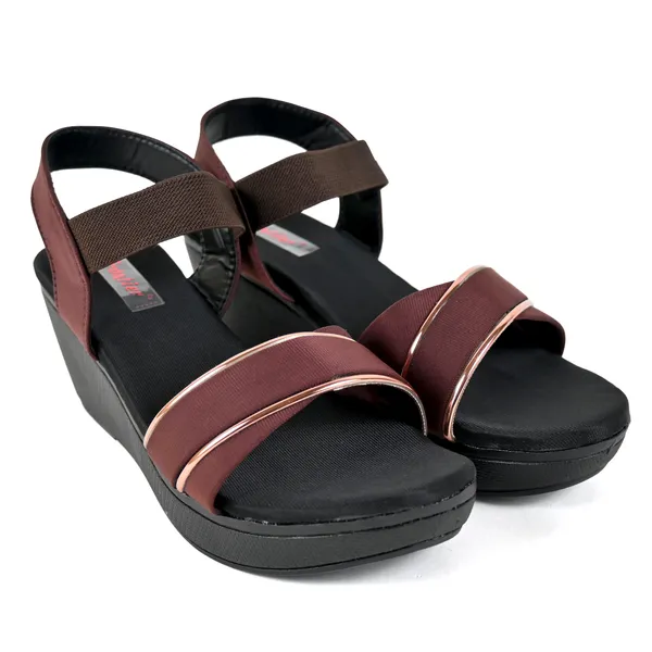 Brown_Leather_Golden_Strap_Sandals_For_Women_&_Girls