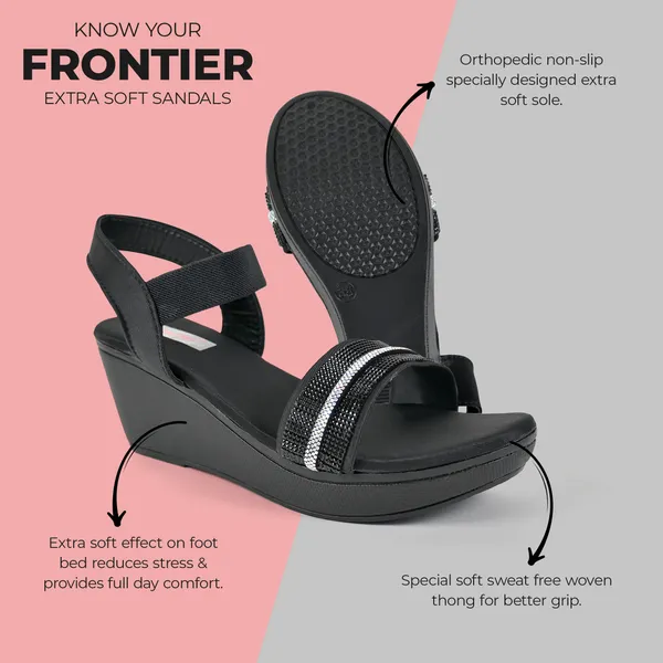 Black_Leather_Silver_Straps_Sandal_For_Women_&_Girls