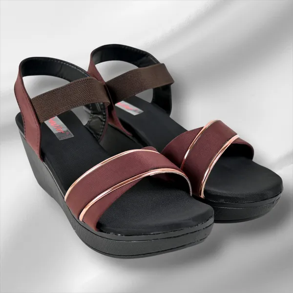 Brown_Leather_Golden_Strap_Sandals_For_Women_&_Girls