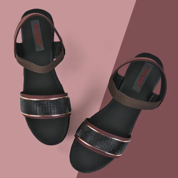 Brown_Leather_Golden_Straps_Sandal_For_Women_&_Girls