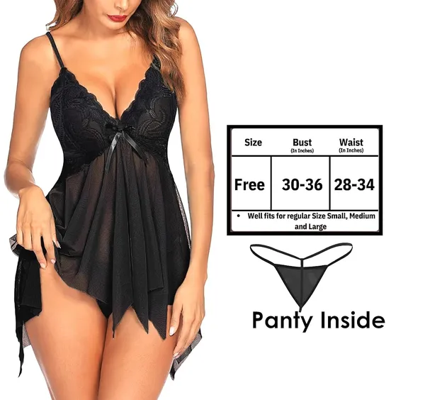 Black_Honeylicious_Babydoll_Lingerie_Set_For_Women