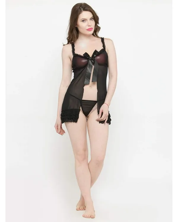 Black_Honeymoon_Babydoll_lingerie_Set_For_Women