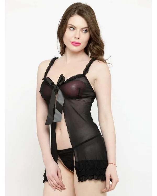 Black_Honeymoon_Babydoll_lingerie_Set_For_Women