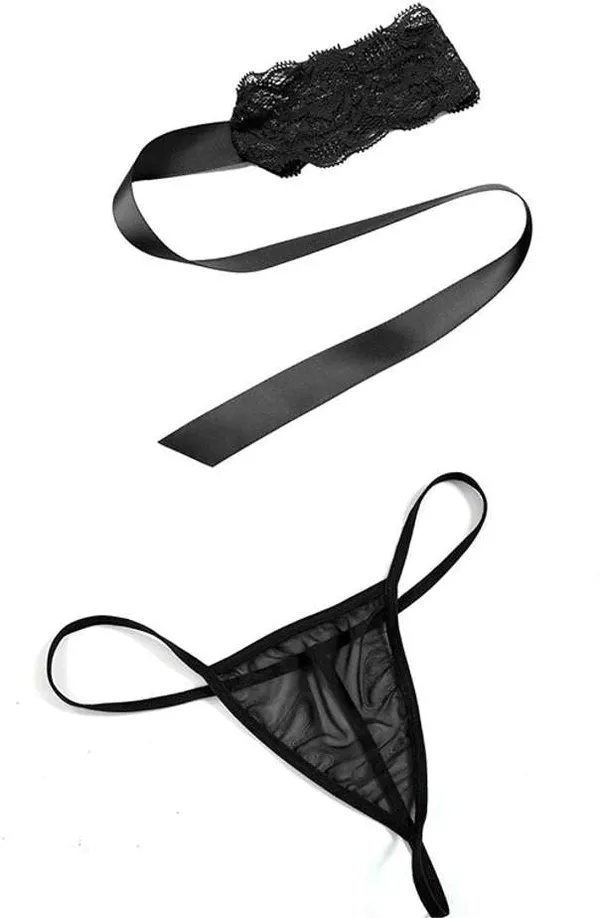 Black_Handcuff_Babydoll_lingerie_Set_For_Women