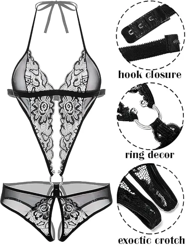 Black_Leopard_Babydoll_Lingerie_Set_For_Women