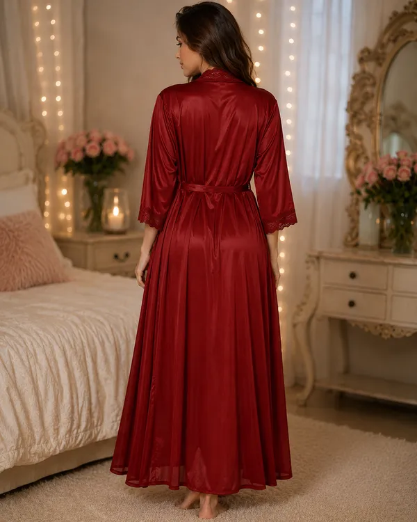 Flairyx_Maroon_Satin_Lace_Night_Gown_with_Robe