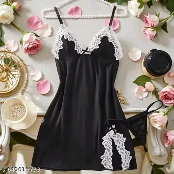 Noir_Satin_Lace-Trim_Bodycon_Dress