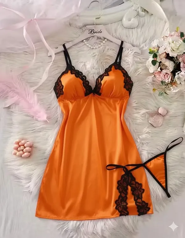 Orange_Satin_Lace_Nightwear_Dress_for_Women