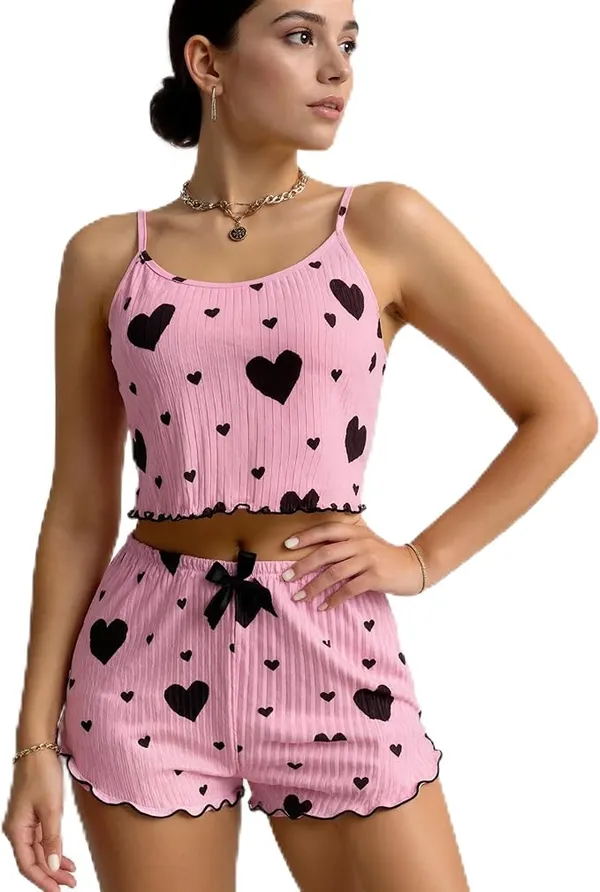 Pink_Heart_Print_Co-Ord_Set_for_Women_(Crop_Top_&_Shorts)