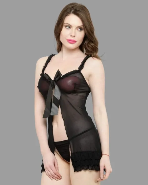 Black_Honeymoon_Babydoll_lingerie_Set_For_Women