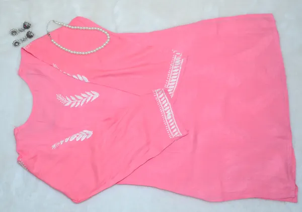 Pink_Rayon_Short_Chikankari_Kurta_For_Women