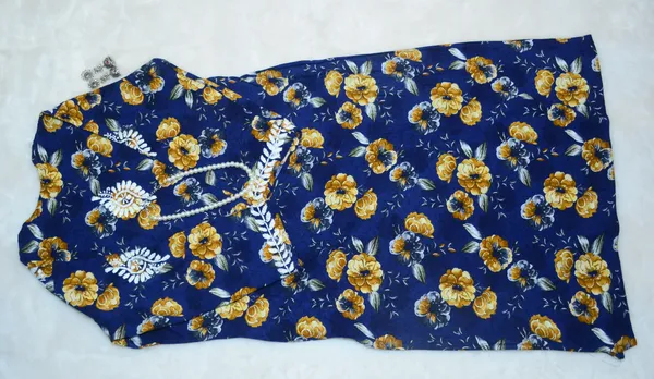 Navy_Blue_Rayon_Printed_Long_Chikankari_Kurta_For_Women